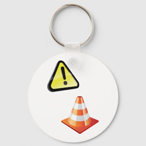 Caution Traffic Cone Warning Keychain