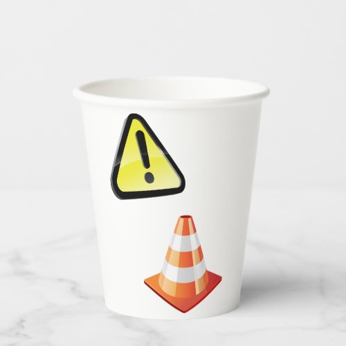 Caution Traffic Cone Warning Paper Cups
