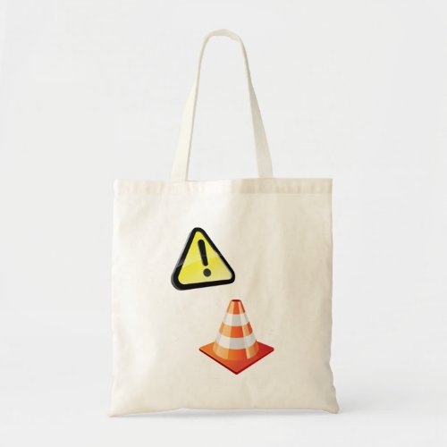 Caution Traffic Cone Warning Tote Bag