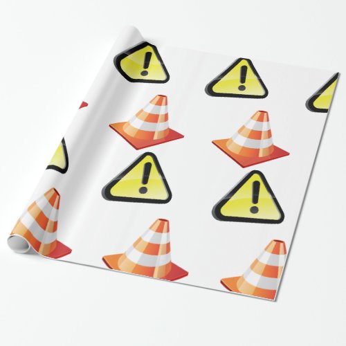 Caution Traffic Cone Warning Wrapping Paper