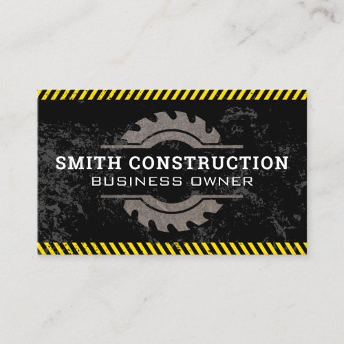 Caution Trim  Metal Saw  Construction Business Card
