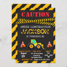 Caution Under Construction Dump Truck Birthday