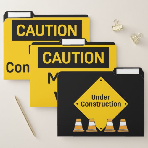 CAUTION Under Construction Men at Work File Folder