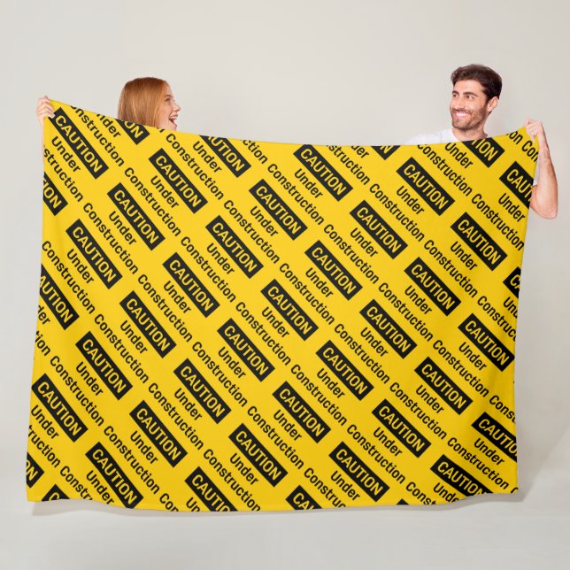 CAUTION Under Construction Men at Work Fleece Blanket (In Situ)
