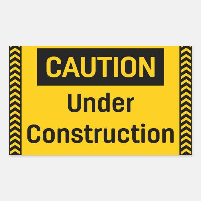 CAUTION Under Construction Rectangular Sticker (Front)