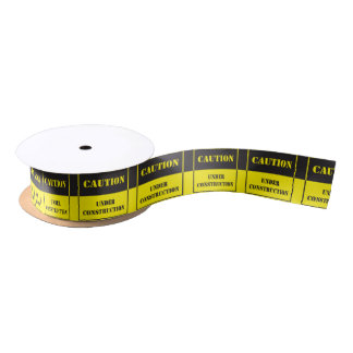caution under construction satin ribbon
