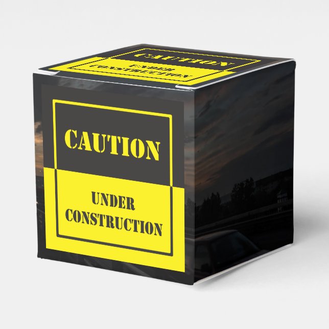 caution under construction sign favor boxes (Front Side)