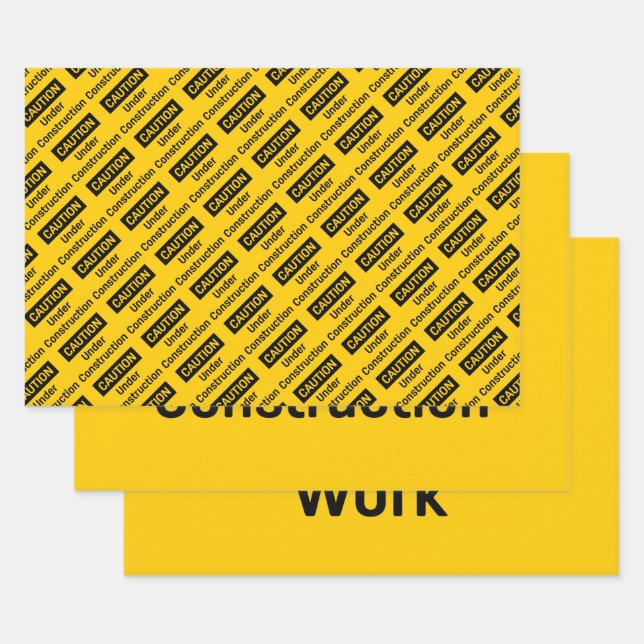 CAUTION Under Construction Wrapping Paper Sheets (Set)