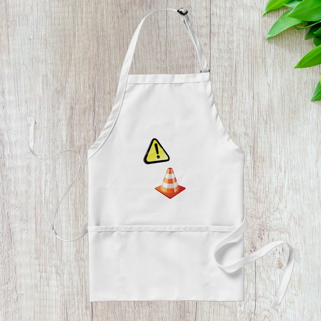 Caution Warning Sign with Traffic Cone Adult Apron (Creator Uploaded)
