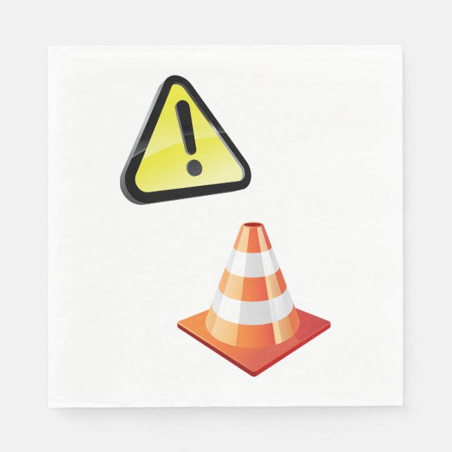 Caution Warning Sign with Traffic Cone Napkins (Front)