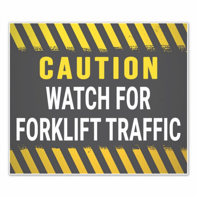 Caution Watch For Forklift Traffic Sticker (Front)