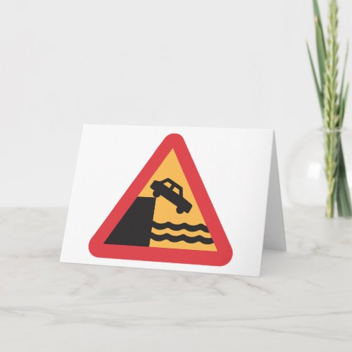 Caution Water Ahead Road Sign Greeting Cards