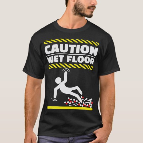 Caution Wet Floor H2O Molecules Funny Science Geek T_Shirt