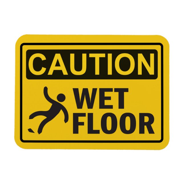 Caution Wet Floor with icon Magnet (Horizontal)