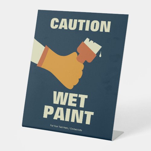 Caution Wet Paint Health  Safety Retro Pedestal Sign