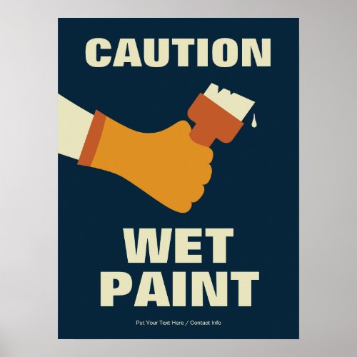 Caution Wet Paint Workplace Health  Safety Retro Poster