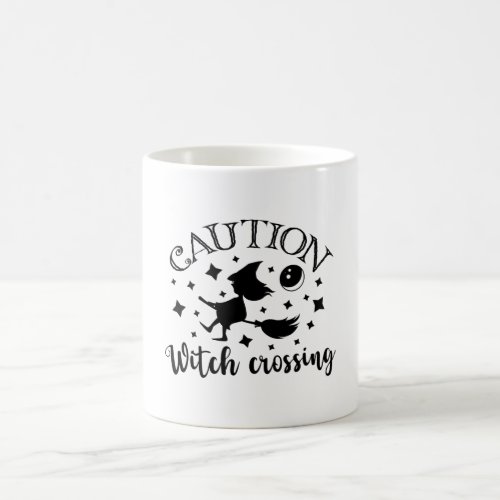 Caution Witch Crossing Halloween Funny Cute Coffee Mug