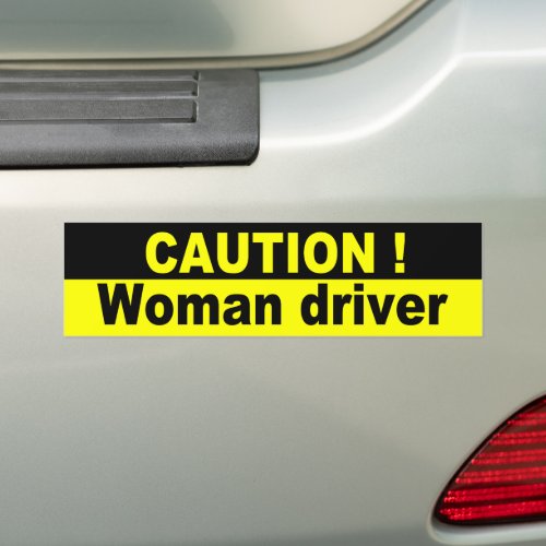 Caution Woman Driver Bumper Sticker