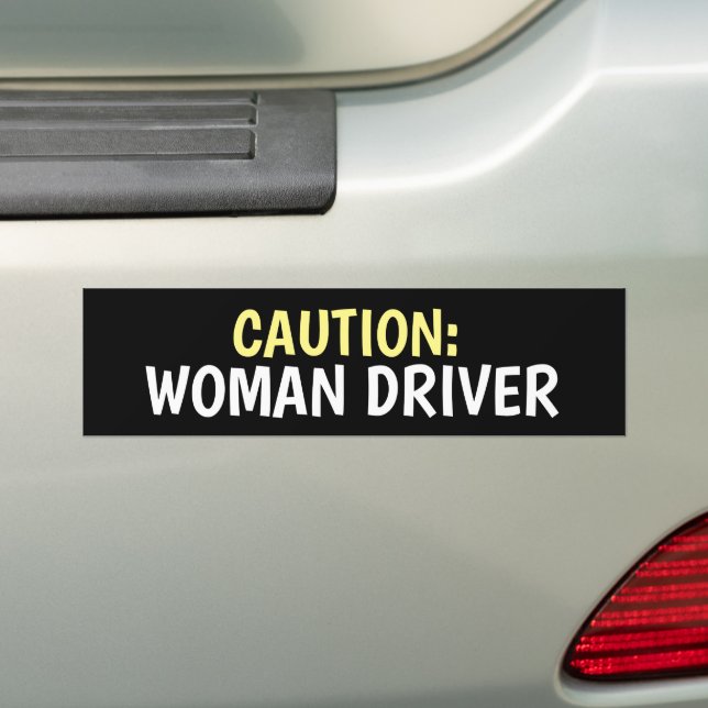 CAUTION: WOMAN DRIVER FUNNY BUMPER STICKERS (On Car)