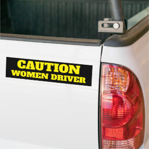 CAUTION, WOMEN DRIVER BUMPER STICKER