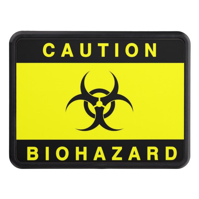 CAUTION YELLOW BIOHAZARD SIGN TOW HITCH COVER (Front)
