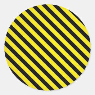 caution yellow black stripes under construction classic round sticker