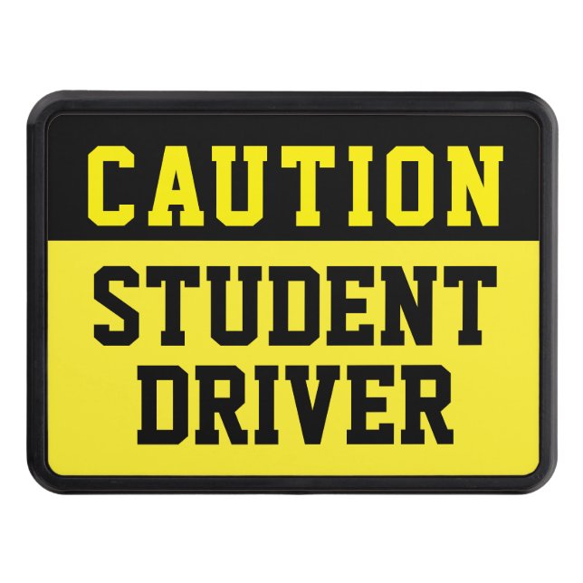 Caution Yellow Black Student Driver Hitch Cover (Front)