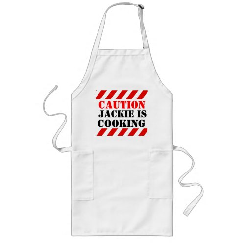 Caution your name is cooking graphic cooks apron