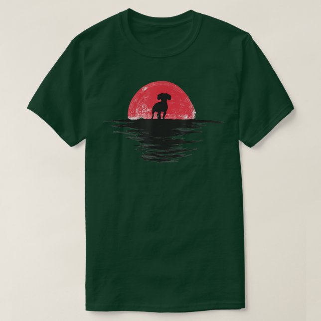 Cav-a-Jack Japanese Sunset Retro Dog Red  T-Shirt (Design Front)