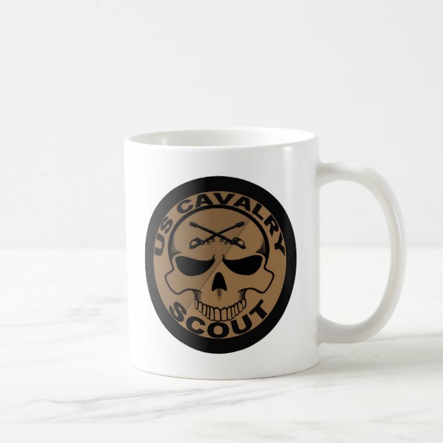 Cav Scout Skull Black and Gold Coffee Mug (Right)