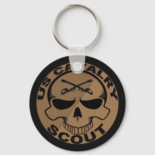 Cav Scout Skull Black and Gold Keychain