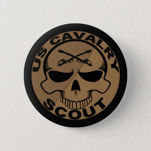 Cav Scout Skull Black and Gold Pinback Button