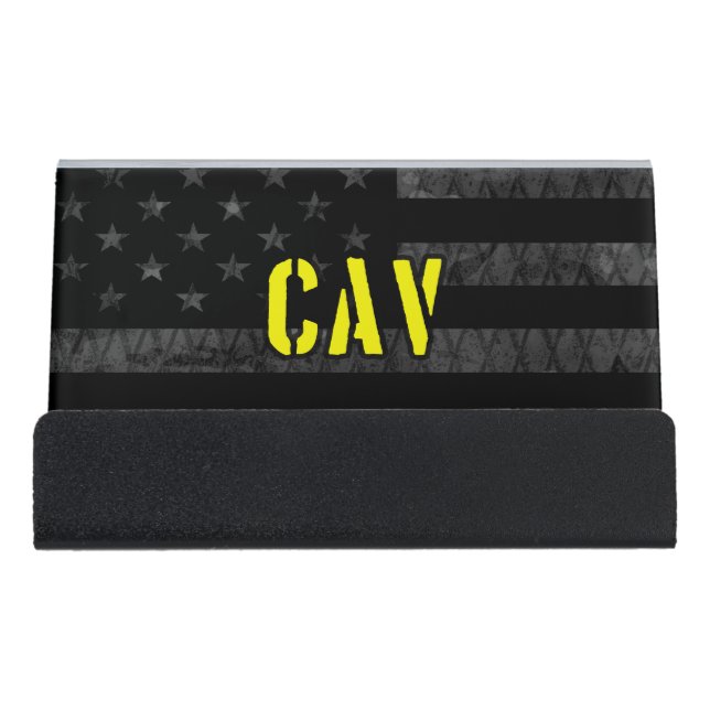 Cav Subdued American Flag Desk Business Card Holder (Front)