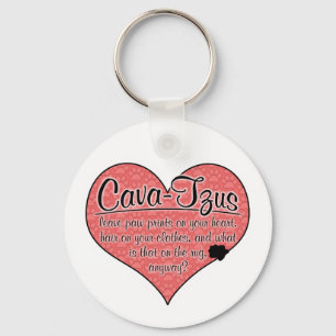 Cava-Tzu Paw Prints Dog Humor Keychain
