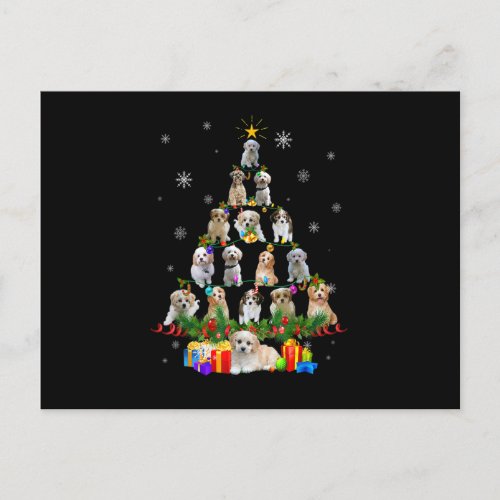Cavachon Christmas Tree Lights Funny Lover Dog Xma Postcard