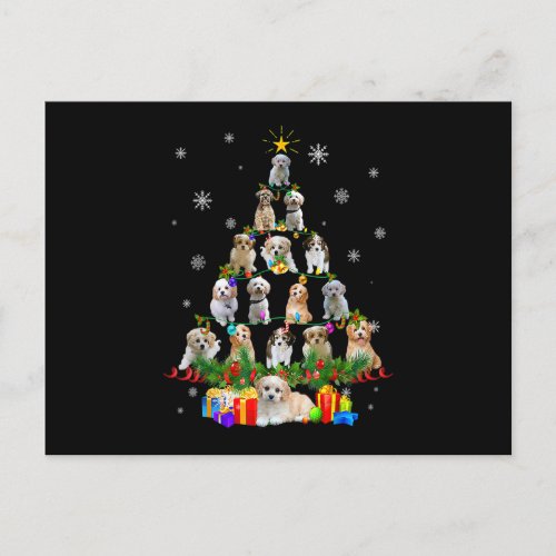 Cavachon Christmas Tree Lights Funny Lover Dog Xma Postcard