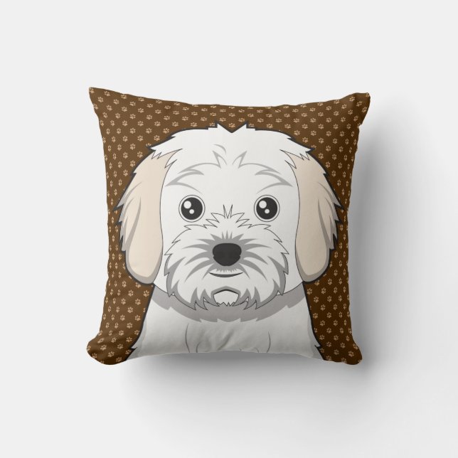 Cavachon Dog Cartoon Paws Throw Pillow (Front)