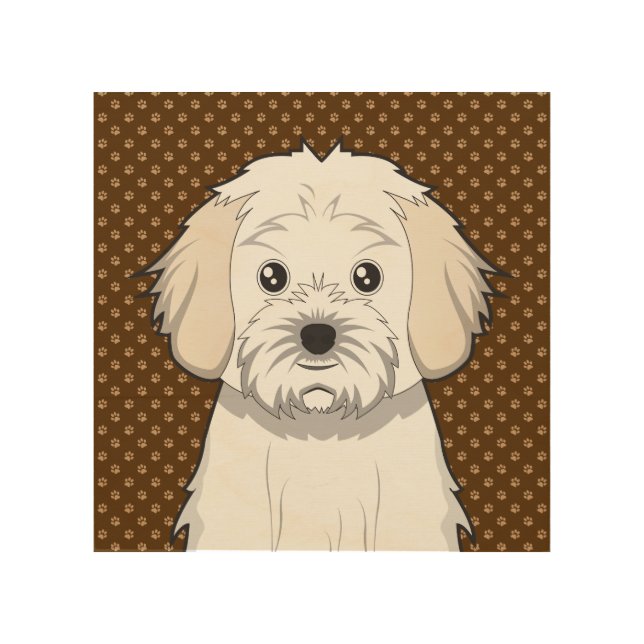 Cavachon Dog Cartoon Paws Wood Wall Art (Front)