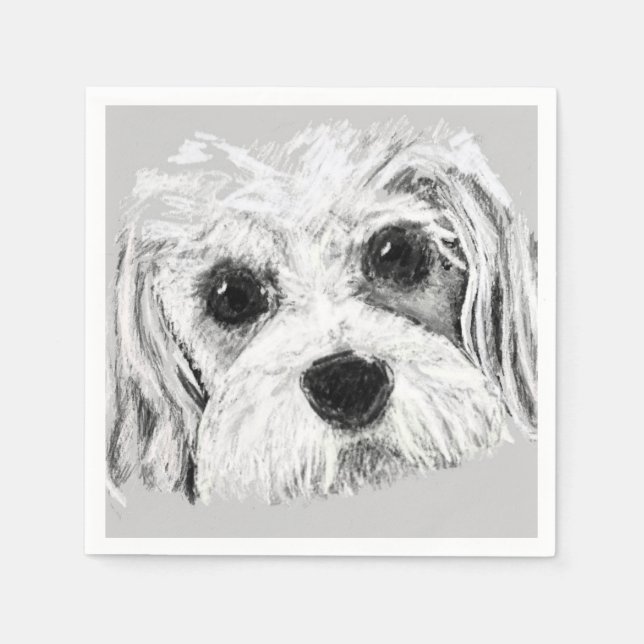 Cavachon dog, drawing, cute napkins (Front)