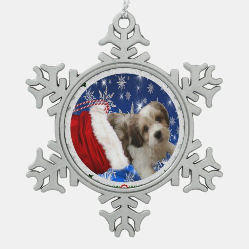 Cavachon Ornament Christmas Dog Snowflake Pewter Christmas Ornament