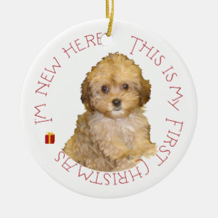 Cavachon Puppy First Christmas Ceramic Ornament