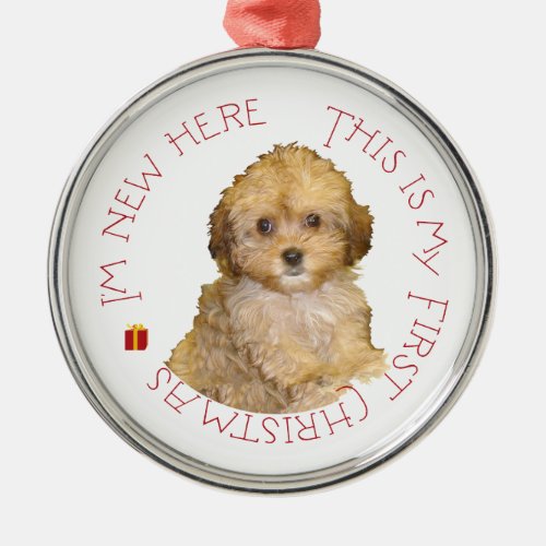 Cavachon Puppy First Christmas Metal Ornament