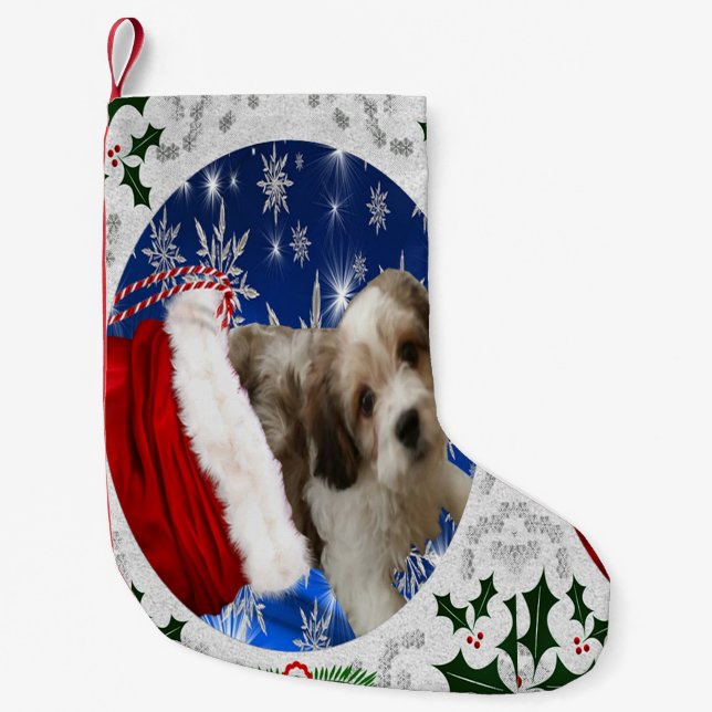 Cavachon Stocking, Christmas Dog Small Christmas Stocking (Front)