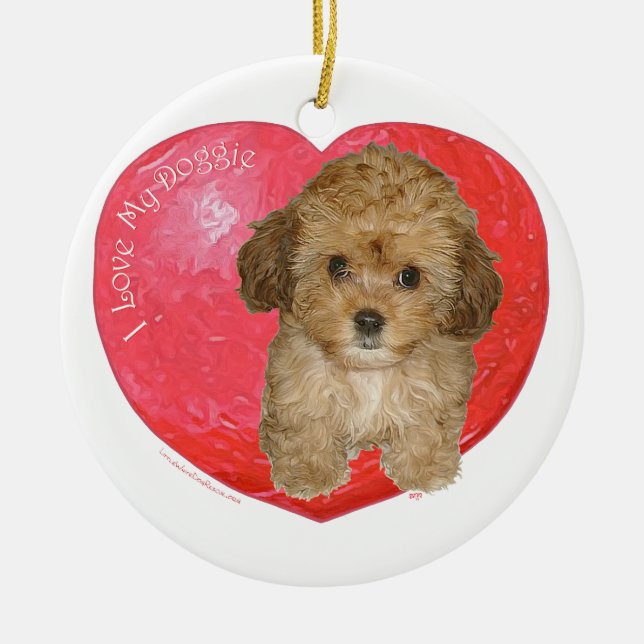 Cavachon Valentine Ceramic Ornament (Front)