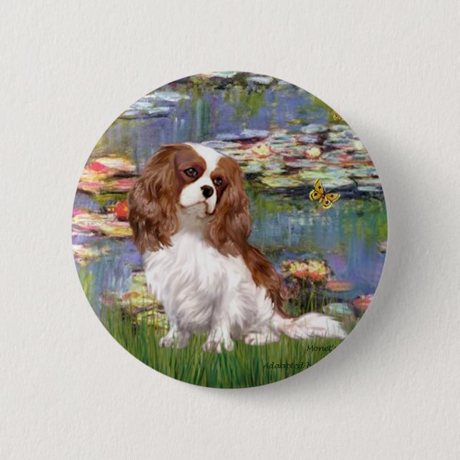 Cavalier 2 (bl) - Lilies 2 Pinback Button (Front)