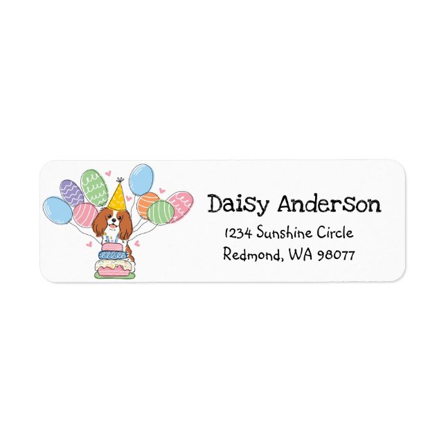 Cavalier Birthday Party Return Address Label (Front)