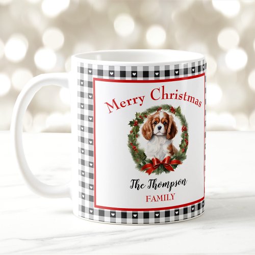 Cavalier Charles Dog Name Gingham Christmas Mug