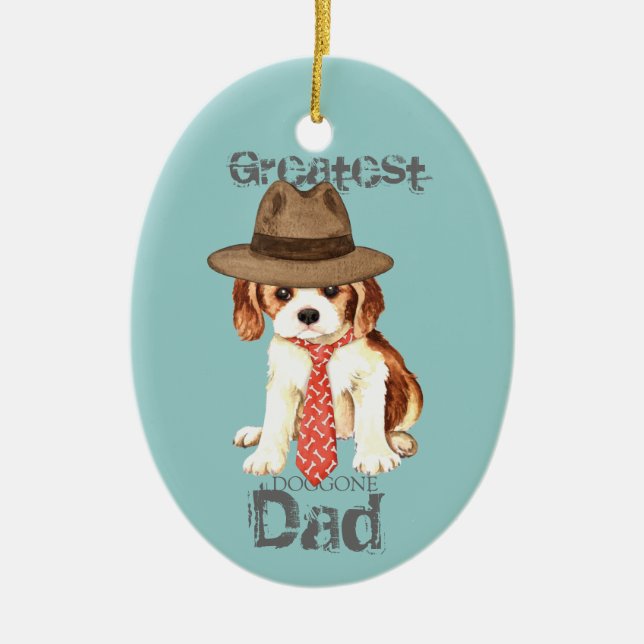 Cavalier Dad Ceramic Ornament (Front)
