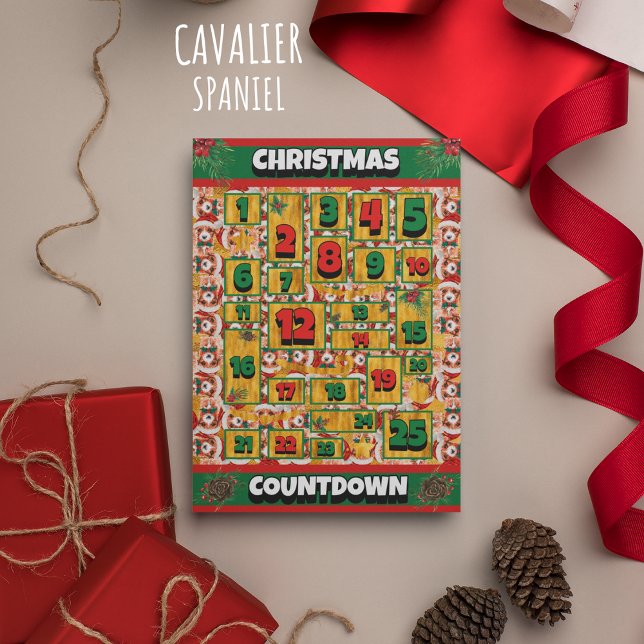 Cavalier Dog Countdown Christmas Advent Calendar Holiday Card (Creator Uploaded)