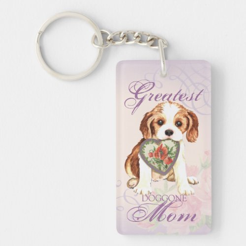 Cavalier Heart Mom Keychain